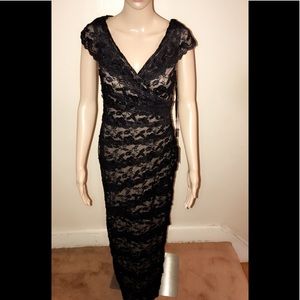 Marina evening gown black/beige with black beads